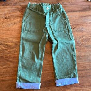Oso  & Me Grow Pants Green pants with blue cuffs Size 4